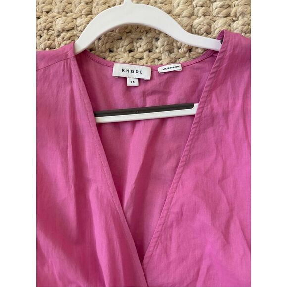 NWOT Rhode Rosie puff sleeve wrap dress, prism pink, $375 - Picture 3 of 9